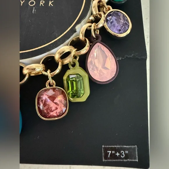 Nicole Miller Gold Charm Bracelet with Colorful Charms - Picture 3 of 5